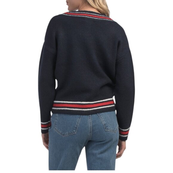 NICOLE MILLER NEW YORK Navy Combo Buffalo Bear Sweater - Picture 2 of 2